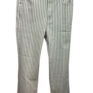 Frame Denim Striped Boot Cut Jeans - Green and White